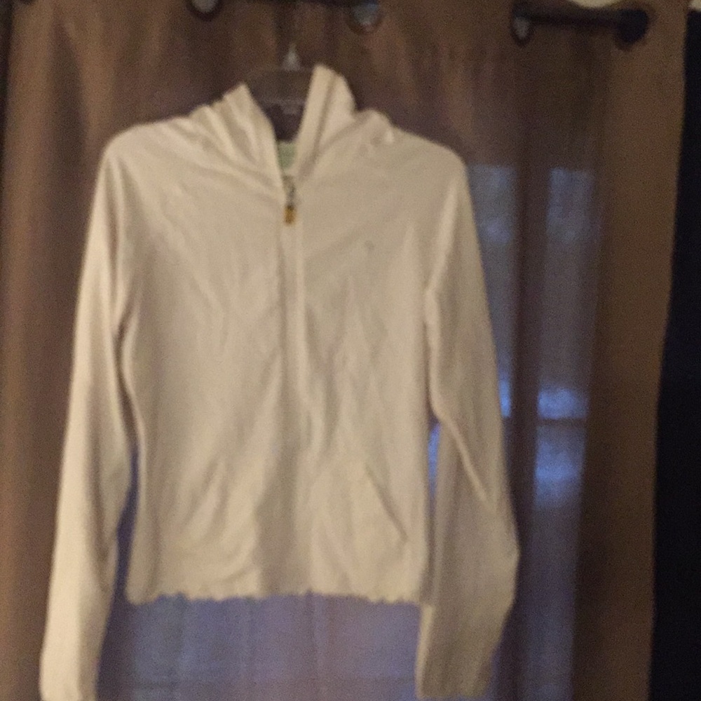 White cotton light weight zipper hoodie